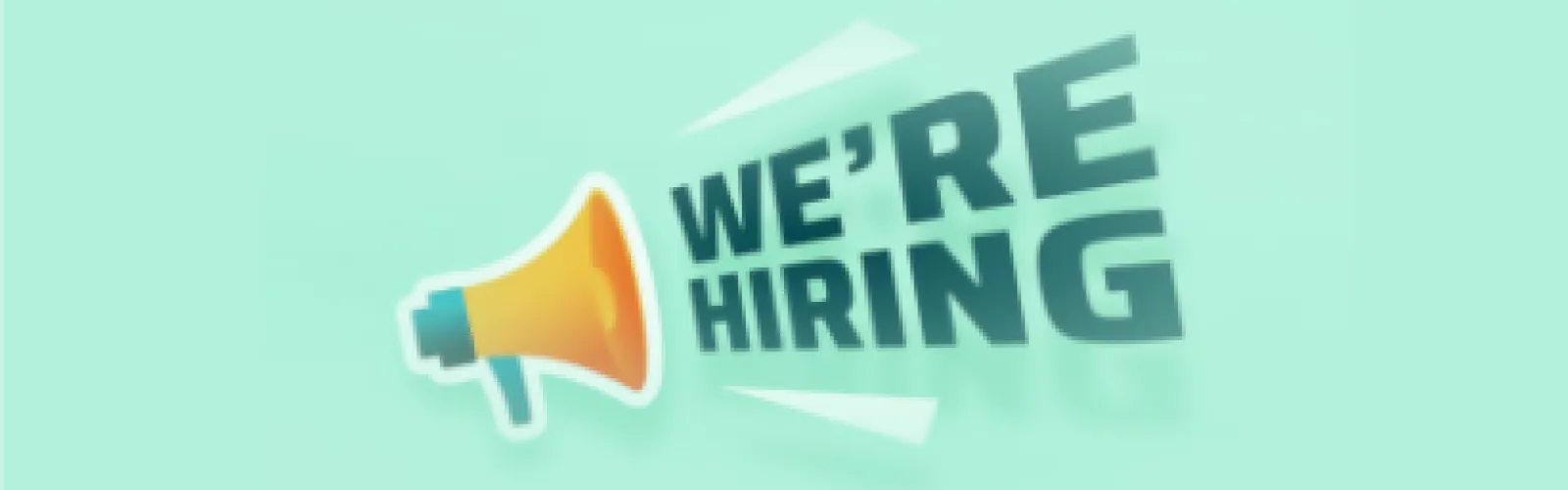Bullhorn with text reading "we're hiring"